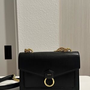 JW PEI Black and Gold Crossbody Bag with Chain Strap
